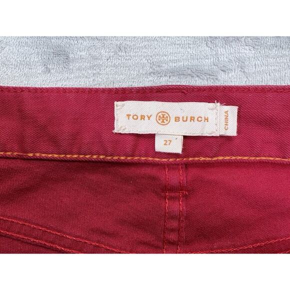 Tory Burch Red Cropped Skinny Jeans Women’s Size 27 - Picture 8 of 11